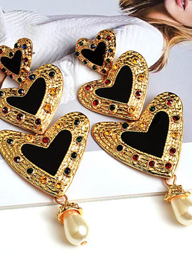Love Heart Long  Crystal Drop Earring Fashion Jewelry Accessories