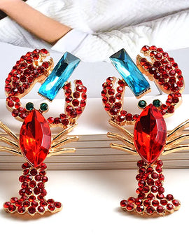 Fashion Trend Red Crystal Metal Earrings