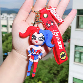 Batman Wonder Woman Suicide Squad Anime Cartoon Keychain Doll Keyring Car Key Holder Accessories