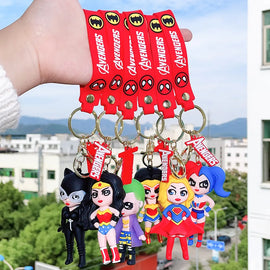 Batman Wonder Woman Suicide Squad Anime Cartoon Keychain Doll Keyring Car Key Holder Accessories